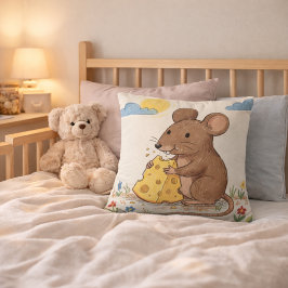 Entzückende Maus, die Käsezeichnung für Kinder iss Kissen