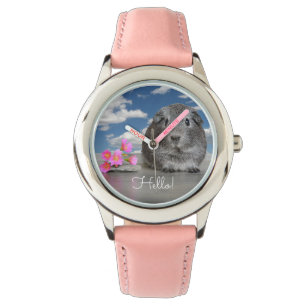 Entzückende Meerschweinchen-Rosa-Blumen zurück z Armbanduhr