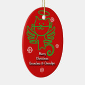 Entzückende Miezekatze-Engels-Großvaterverzierung Keramik Ornament (Rechts)