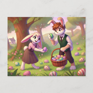 Entzückende Osterhasen-Ostersuche Feiertagspostkarte
