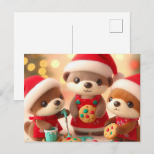 Entzückende Otter dekorieren Weihnachtsplätzchen Postkarte