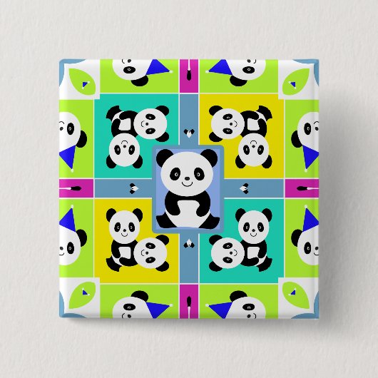 Entzückende Panda-Bärn-helle Farben Button (Vorderseite)
