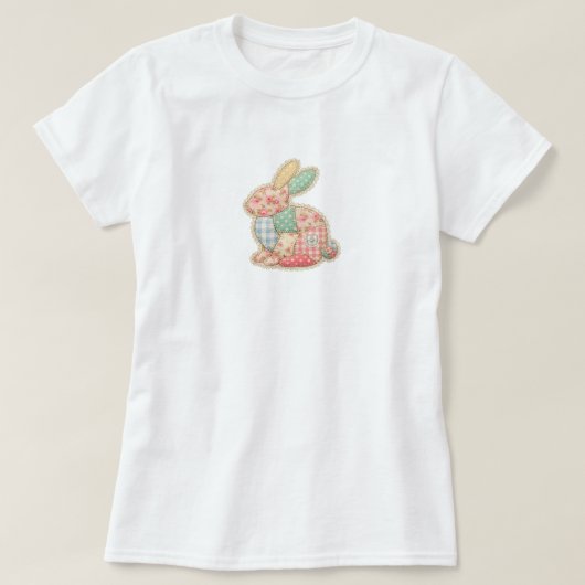 Entzückende Patchwork-Hasen-Illustration T-Shirt (Design vorne)