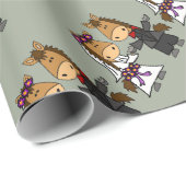 Entzückende Pferdebraut-und -bräutigam-Hochzeit Geschenkpapier (Rolleneckpunkt)