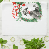 Entzückende Retro Weihnachtspudel-Kranz-Gewohnheit Küchentuch (Gefaltet)