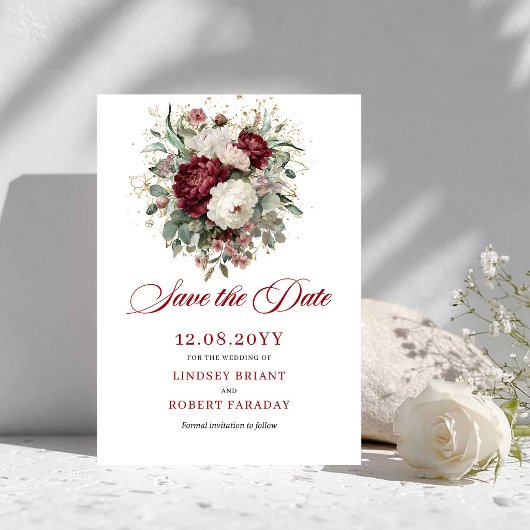 Entzückende Rosé-Burgunder-Gold Save The Date
