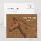 Entzückende Rustikale Pferd Save the Date Postkart Ankündigungspostkarte (Vorne/Hinten)