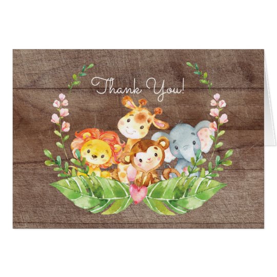 Entzückende Safari-Dschungel-Babyparty danken Karte