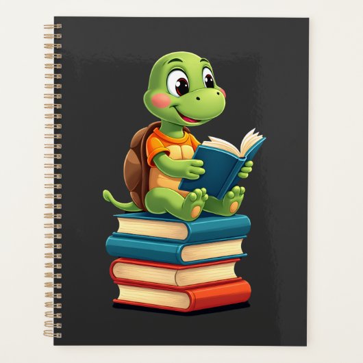 Entzückende Schildkröte liest Bücher (4) Planer (Vorderseite)