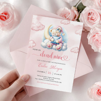 Entzückende Teddybär-Baby-Party-Einladung Cloud 9 Einladung
