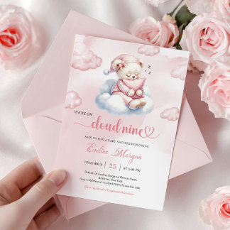 Entzückende Teddybär-Baby-Party-Einladung Cloud 9 Einladung