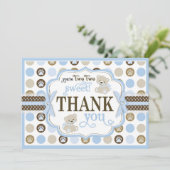 Entzückende Teddybären danken Ihnen, Blau zu Dankeskarte (Stehend Vorderseite)