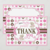 Entzückende Teddybären danken Ihnen, Rosa zu Dankeskarte (Vorne/Hinten)