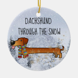 Entzückende und lustige Dackel durch den Schnee Keramik Ornament