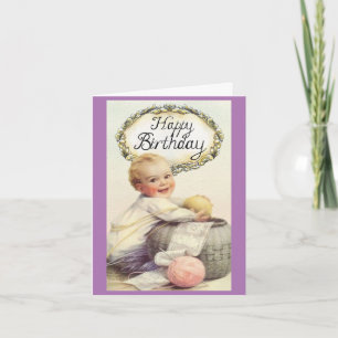 Entzückende Vintage-Geburtskarte für Babys Karte