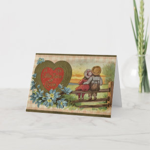 Entzückende Vintage-Illustration Kinder großes Her Karte