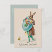 Entzückende Vintage Ostern-Party Einladung - (Vorne/Hinten)