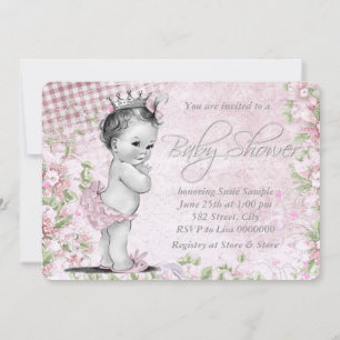 Entzückende Vintage-Rosa-Baby-Party Einladung