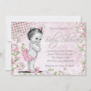 Entzückende Vintage-Rosa-Baby-Party Einladung