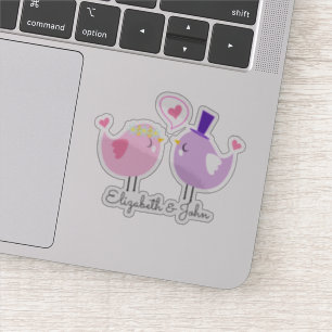 Entzückende Vögel in Liebe - Personalisiert Aufkleber