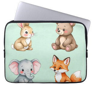 Entzückende Wald-Baby-Tiere Pastell-Wasserfarbe Laptopschutzhülle