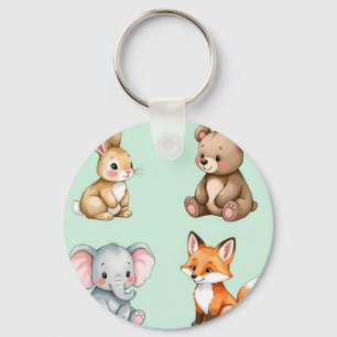 Entzückende Wald-Baby-Tiere Pastell-Wasserfarbe Schlüsselanhänger