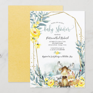 Entzückende Waldflora-Babyparty Einladung