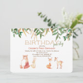 Entzückende Waldtier-Einladung Einladung (Stehend Vorderseite)