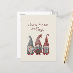 Entzückende Weihnachts-Gnome mit Weihnachtsfreude- Feiertagspostkarte