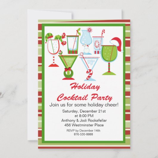 Entzückende Weihnachtscocktail-Party Einladung (Vorderseite)