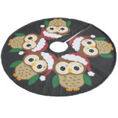 Entzückende Weihnachtseule Fleece Weihnachtsbaumdecke (Schrägansicht)