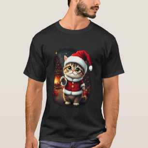 Entzückende Weihnachtskatze Weihnachtsmann Süße Xm T-Shirt