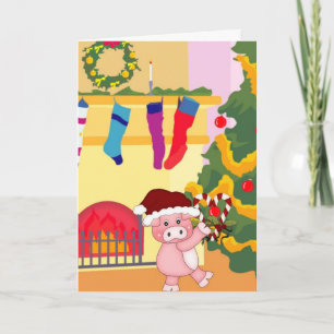 Entzückende Weihnachtsschwein-Karte Feiertagskarte