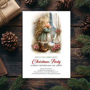 Entzückende Weihnachtsszene Mädchen gemütliches We Einladung