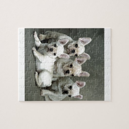 Entzückende weiße französische Bulldoggen Puzzle (Horizontal)