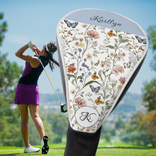Entzückende Wildblumen Schmetterlinge Name Monogra Golf Headcover