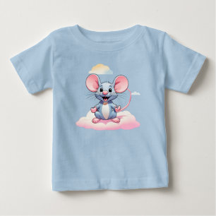 Entzückende Zeichentrickmaus auf einer Wolke Baby T-shirt