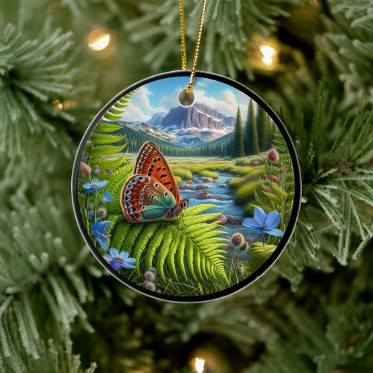 Entzückender Amerikanischer Kupferfalter Keramik Ornament