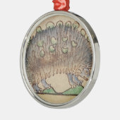 Entzückender Blau-füßiger Igel Silbernes Ornament (Links)