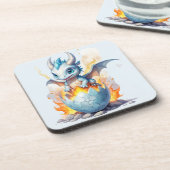 Entzückender blauer Drache Frostfire Getränkeuntersetzer (Linke Seite)