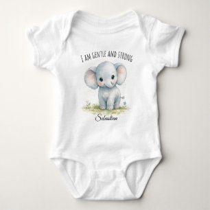 Entzückender blauer Elefant "Ich bin sanft und sta Baby Strampler