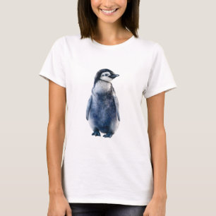 Entzückender blauer Galaxie-Wasserfarben-Pinguin F T-Shirt