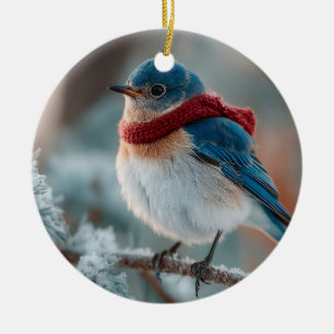 Entzückender Blaumeise mit Schal Keramik Ornament