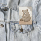 Entzückender Braunbär mit Gänseblümchen - Aquarell Button (Insitu)