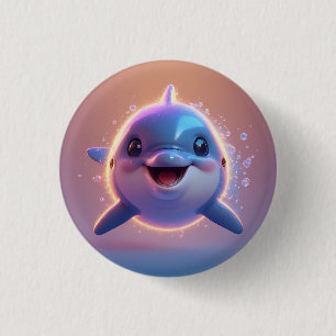 Entzückender Cartoon-Delfin Button