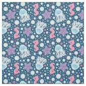 Entzückender Cartoon-Wassermuster | blau u. rosa Stoff (Muster)
