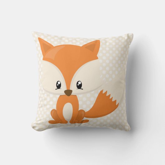 Entzückender CartoonFox mit Polka-Punkt Kissen (Vorderseite)