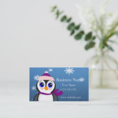 Entzückender CartoonPenguin mit Schal und Hut Visitenkarte (Stehend Vorderseite)
