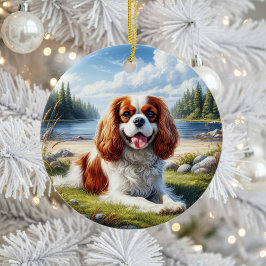 Entzückender Cavalier King Charles Spaniel Erinner Keramik Ornament