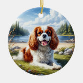 Entzückender Cavalier King Charles Spaniel Erinner Keramik Ornament (Vorne)